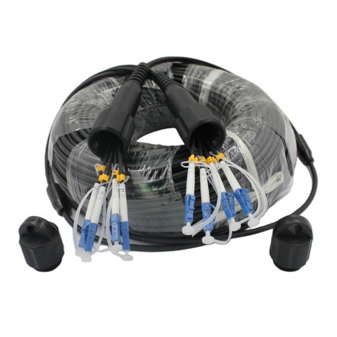 Armored Tactical Fiber Cable 3.0mm LSZH Black Jacket LC To LC Patch Cord 1