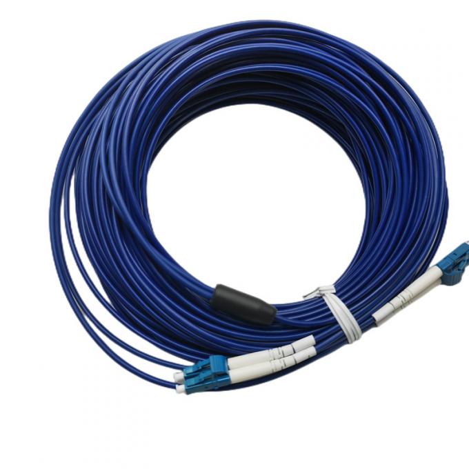 Armored Tactical Fiber Cable 3.0mm LSZH Black Jacket LC To LC Patch Cord 0