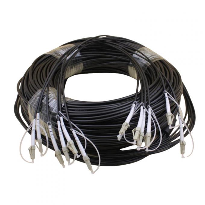 Armored Tactical Fiber Cable 3.0mm LSZH Black Jacket LC To LC Patch Cord 5
