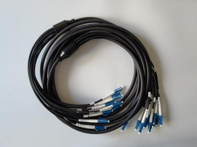 Armored Tactical Fiber Cable 3.0mm LSZH Black Jacket LC To LC Patch Cord 9