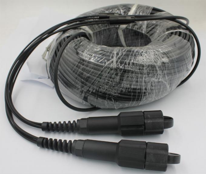 Armored Tactical Fiber Cable 3.0mm LSZH Black Jacket LC To LC Patch Cord 11